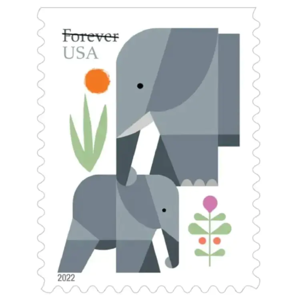 Forever Stamps 2022 Elephants - First-Class Postage Stamps