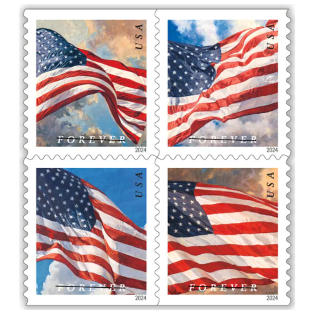 Forever Stamps 2024 U.S. Flag - First-Class Postage Stamps